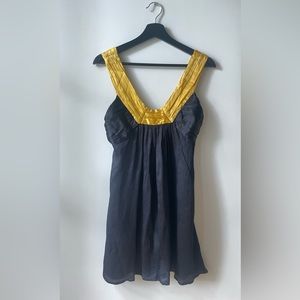 Gold and black babydoll chiffon Bebe dress